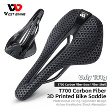 WEST BIKING T700 Carbon Fiber 3D Printed MTB Road Bike Bicycle Hollow Saddle