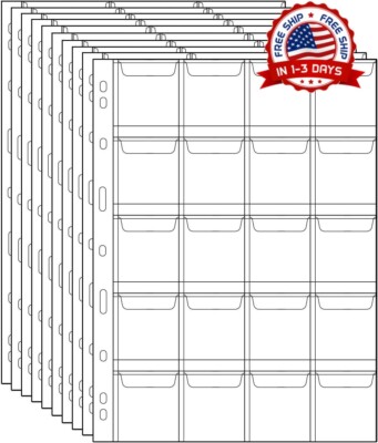 Coin Pocket Pages - 20 Pockets Standard 9-Hole Coin Pocket Inserts ...