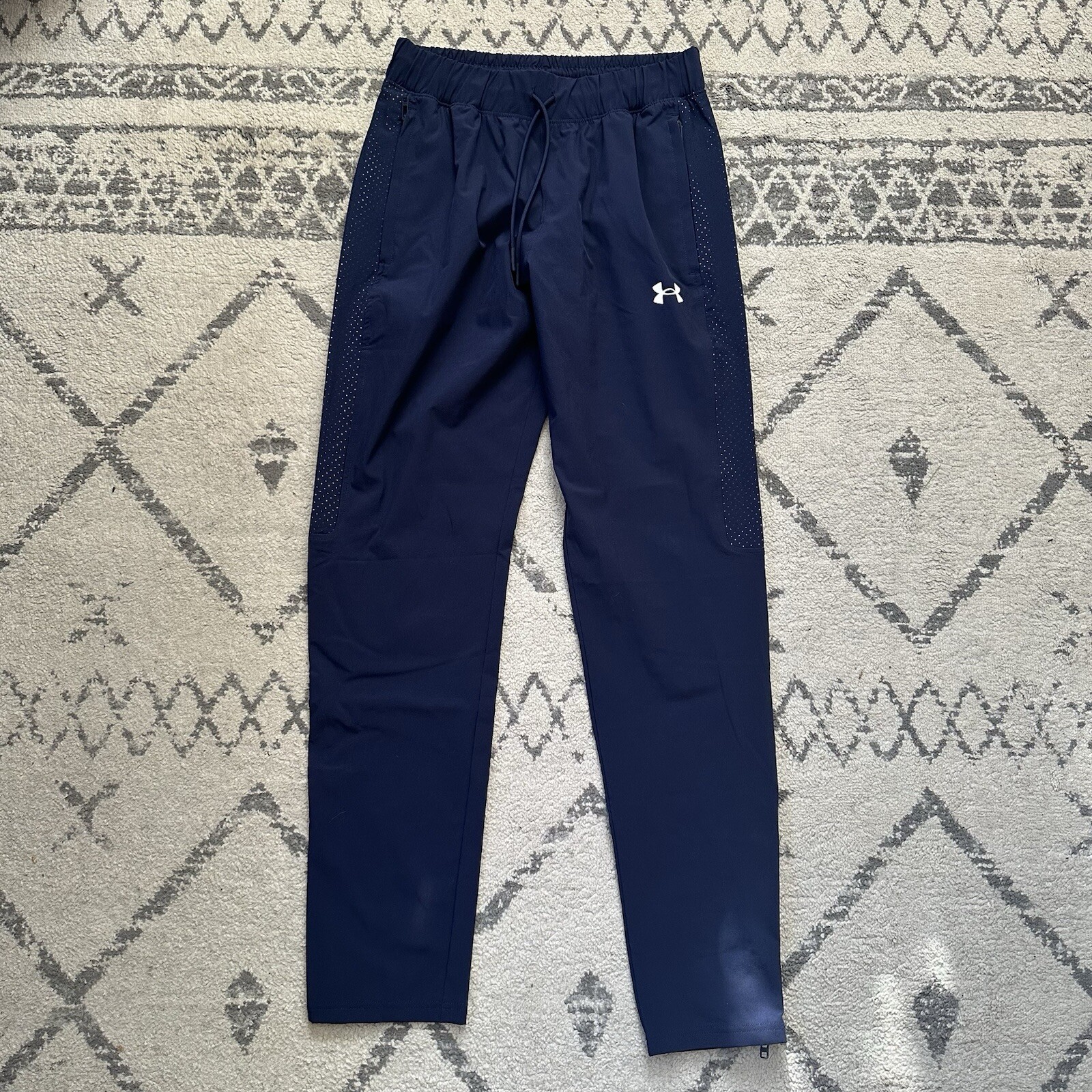 Under Armour Active Warm Up Pants Navy Blue Mens Small Loose Fit