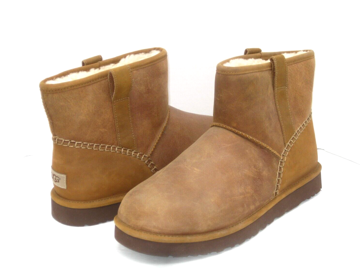 UGG CLASSIC MINI DECO MEN BOOTS LEATHER CHESTNUT US 13 /UK 12 /EU