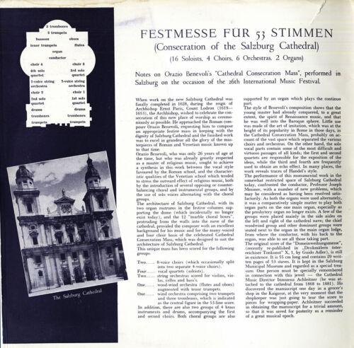 BENEVOLI Festmesse fur 53 Stimmen St. Ruperti Hymnus MESSNER Philips A-622/3 10" - Picture 2 of 3