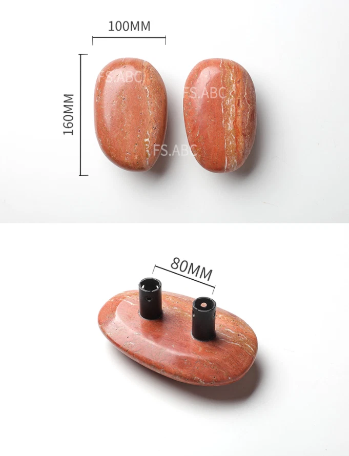 2件装天然红色石灰石门把手装饰复古门把手 — 第 3/4 张图片