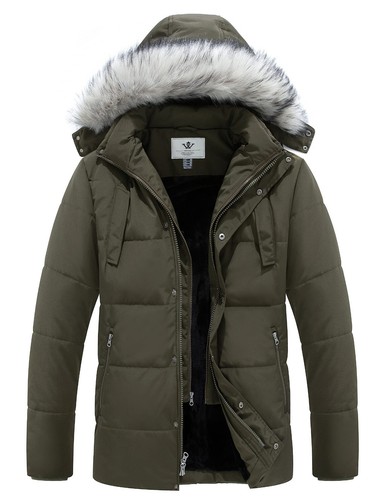 Abrigo acolchado de invierno para hombre WenVen chaqueta acolchada cálida de invierno gruesa con capucha - Imagen 4 de 38
