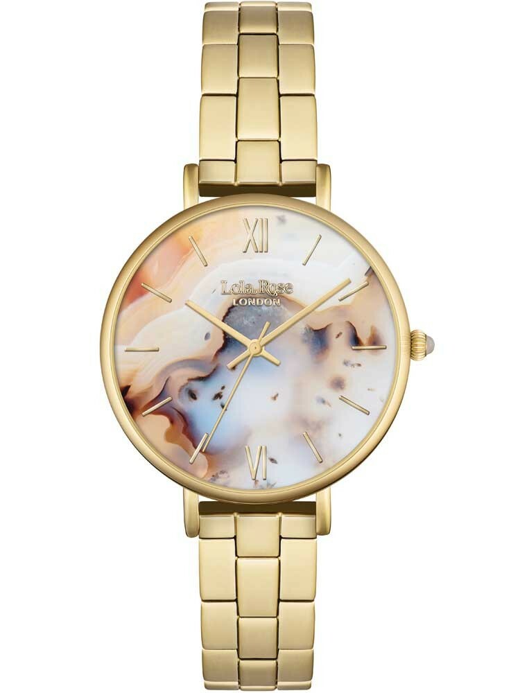 Lola Rose Womens 38mm Galaxy Agate Gold Tone Stainless Steel Watch