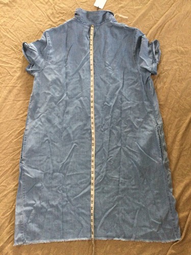 Gap NWT XL Maternity Denim Chambray Raw Hem Lace Up Dress 16 Blue Pockets - Picture 9 of 9