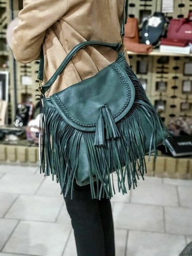 BORSA DONNA CON FRANGE VERDE CON MANICI E TRACOLLA LKH7034 BORSE DONNE |  eBay