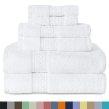Gogreen 100% Cotton Bath Towel Sets of 6, Absorbent Towels for Bathroom Hotel