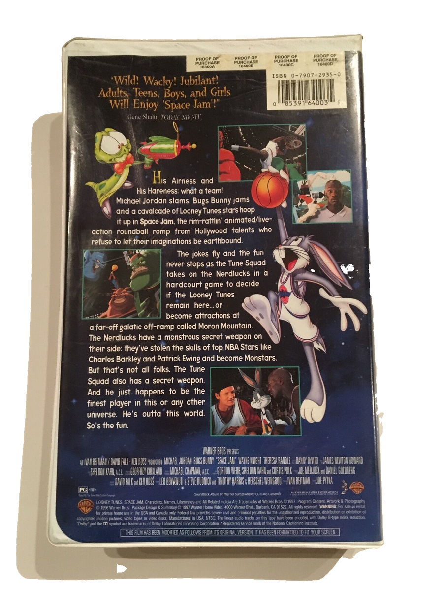 MICHAEL JORDAN SPACE JAM TUNE SQUAD VINTAGE 1996 VHS TAPE WITH