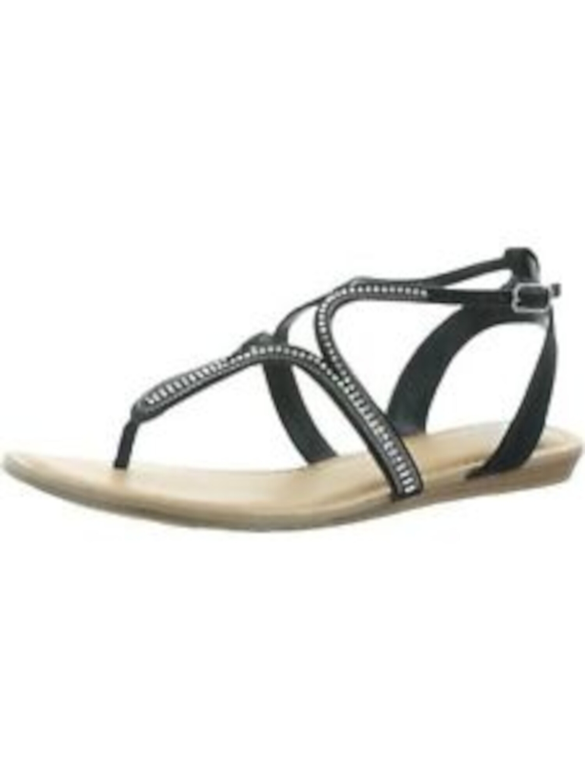 FERGALICIOUS Женские черные украшенные Синергия круглым носком на танкетке сандалии 8 м