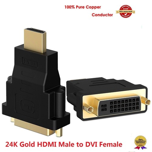 New HDMI Male to DVI-D 24+1 Pin Female M-F Adapter Converter HDTV LCD Monitor - Picture 3 of 4