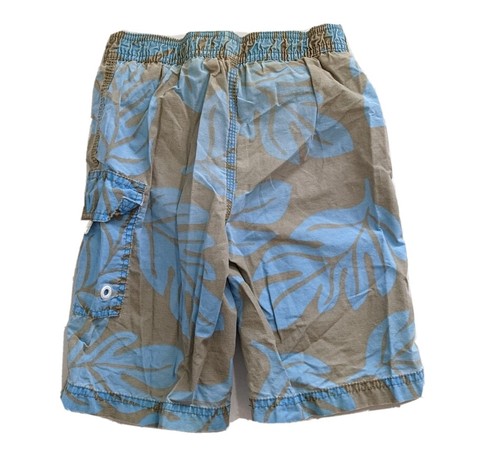 Mini Boden Gray Blue Palm Leaf Print Swim Trunks Shorts Size 3-4Y Boardshorts - Picture 2 of 6