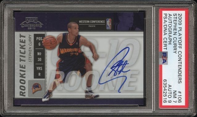 Stephen Curry Autographed Signed 2009 PLAYOFF CONTENDERS PSA 7 AUTO 9 POP 13 16 HIGHER 
