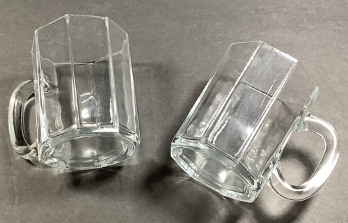 2 Arcoroc OCTIME Clear Durable Coffee Mugs Octagon 8-Sided France 8-Oz Capacity - Picture 1 of 7