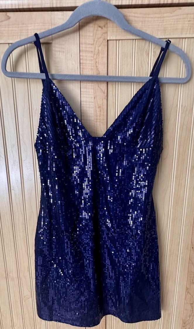 ThatsSoFetch Sequin Mini Dress Navy Blue Size 10 … - image 1