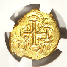 Charles III Pretender Gold 2E Cob-Charles II Type (1710-14) Bogota-NGC MS63