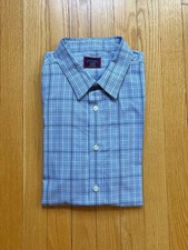 UNTUCKit Men s Long Sleeve Shirt Wrinkle Free Regular Fit XL Blue White Plaid