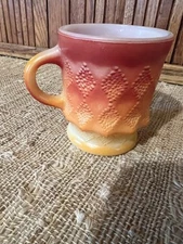Vintage Anchor Hocking FIRE-KING Kimberly Diamond Red Orange Coffee Mug