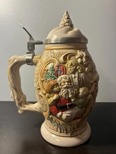 Vintage 1994 Avon Father Christmas Lidded Beer Stein 67784