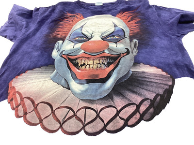 Tom Wood Shirt Mens Large Blue Dark Carnival Clown Cut Pre Shrunk Vintage
