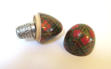 Antique Tartanware Sewing Egg Thimble Holder Clan McPherson