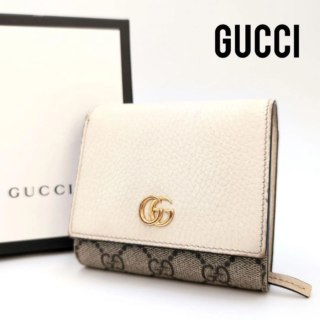 Portefeuille pliant Gucci GG Supreme moyen Marmont PVC cuir