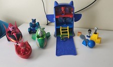 PJ Masks HQ with figures and cars and figures, Carbondale, Owlette, and Gekko