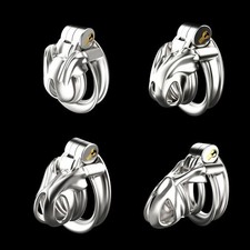 4 Sizes Stainless Steel Cobra Chastity Devices Double Arc with 4 Ring Lock Ring