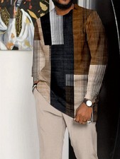 Trendy Men'S Casual Attire for Spring And Autumn Featuring a Round Neck, Long Sl