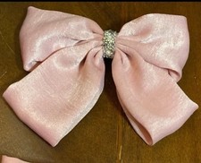 satin hair bow with rhinestone
