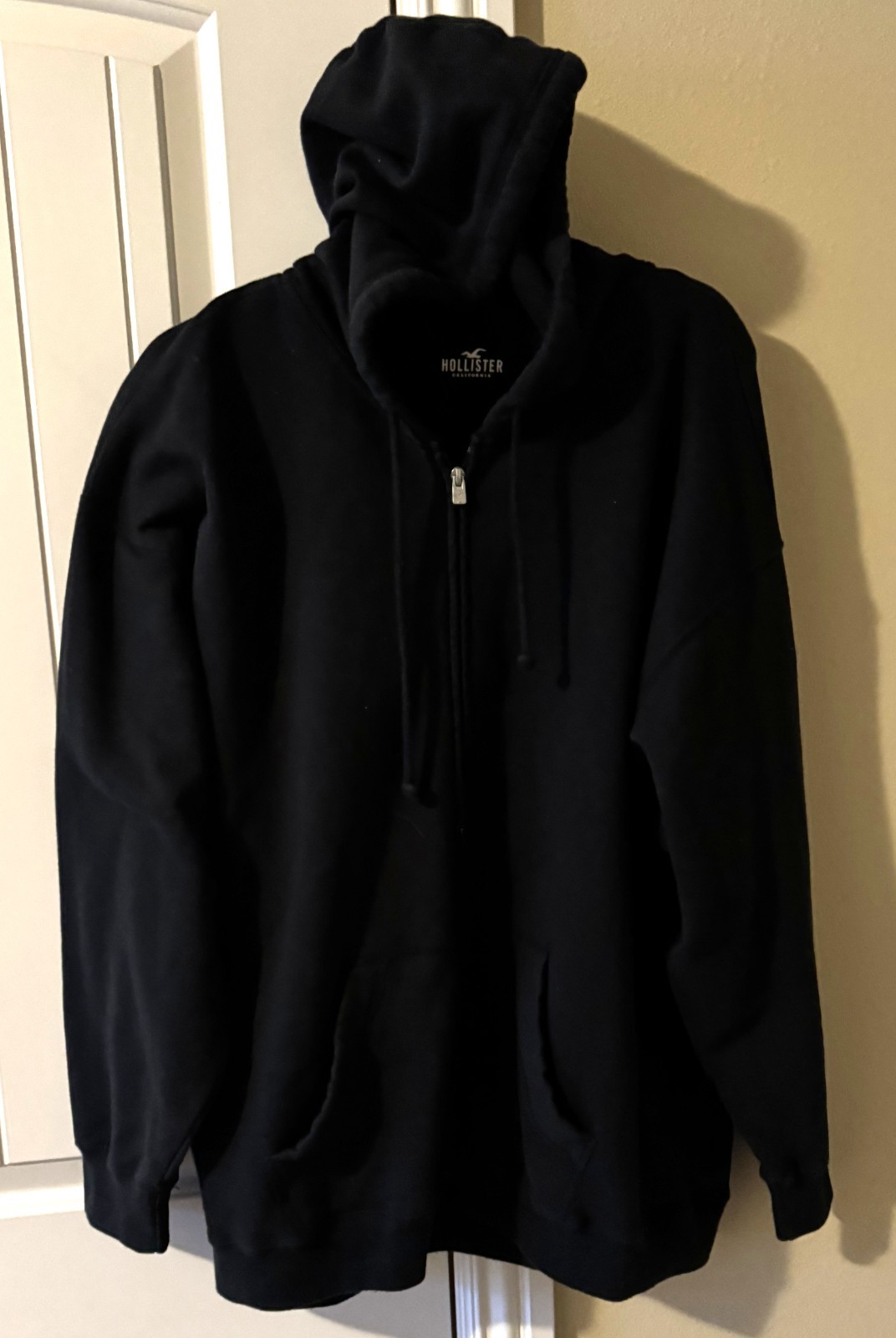 HOLLISTER CALIFORNIA Hoodie Black Zip Up Sweatshirt Fleece Size XL