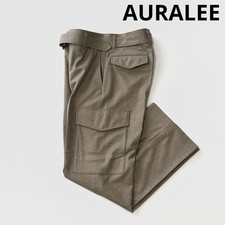 AURALEE Wool Flannel Cargo Pants Brown UK3 Slim Fit Mens Clothing