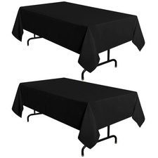 2 Pack Black Tablecloth 60 x 84 Inch, Rectangle 4 Feet Table Cloth - Stain an...