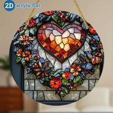 Acrylic Suncatcher Romantic Heart Flower Scene Window/Living Room Decoration