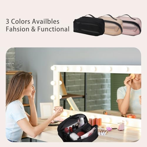 Travel Makeup Bag,Large Capacity Cosmetic Bags for Women,Toiletry Bag Black - Picture 8 of 8