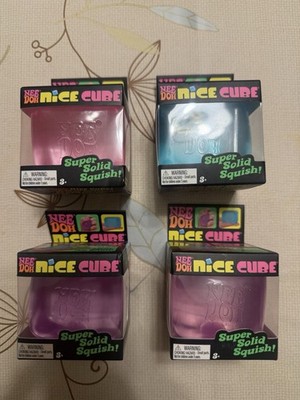 Nee Doh Nice Cube Super Solid Squish Blue (Lot of 4) VIral Tik Tok Stress Toy