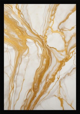 Nostalgic Marble Pattern Gold Veins Framed Wall Art Poster Canvas Print Picture