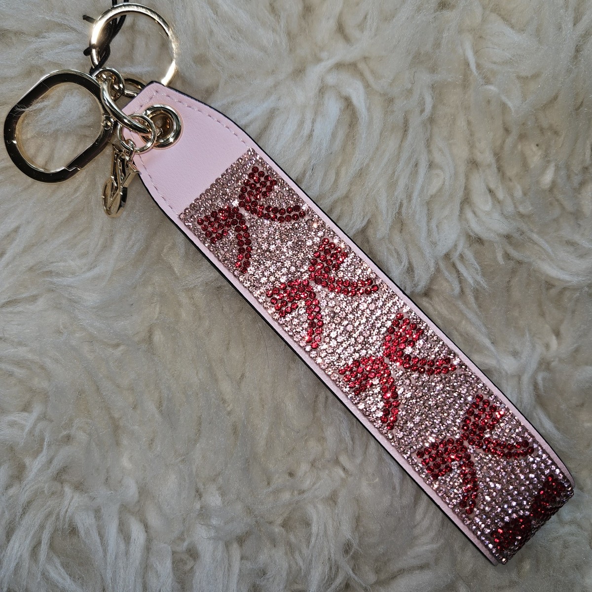 Victoria's Secret rhinestone wristlet strap keychain in Red Bows