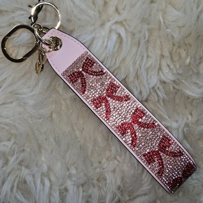 Victoria's Secret rhinestone wristlet strap keychain in Red Bows