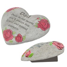 Heart Memorial Stone for Dad, Memorial Garden Stone-in Memory of Loved One Gi...