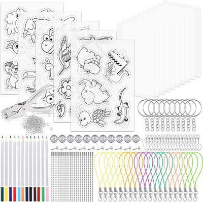 Schrumpffolie Set 218Pcs DIY Bastelset Mit A4 Durchscheinend Schrumpffolienplatt