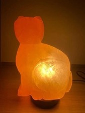 CAT SHAPE ELECTRIC HIMALAYAN ROUGH SALT TABLE LAMP PURIFY ROCK NATURAL IONIZE