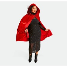 Adult, Red, Velvet Hooded Cape Halloween Costume One Size Fits Most