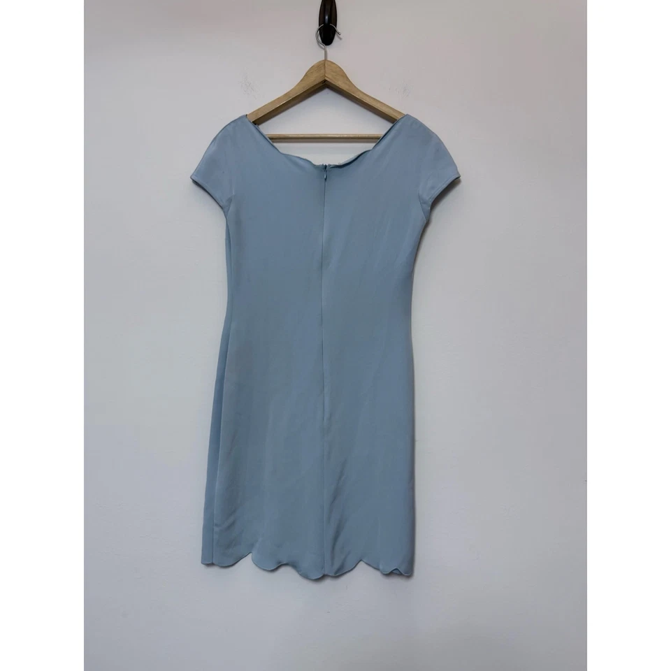 Minivestido corto VALENTINO Boutique vintage bebé azul pastel festoneado 100% seda Foto 2 de 4