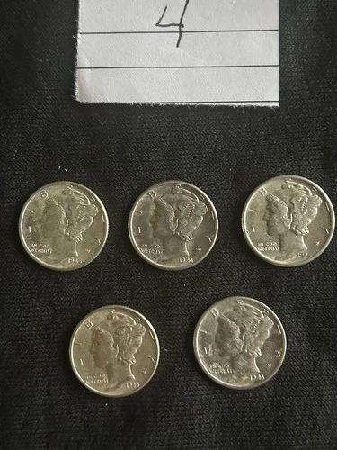Mercury Dimes BU  (5)￼
