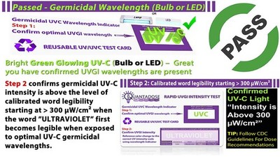 2nd Gen QuantaDose Reusable UVC Light Test Card with UV Intensity Strip Sensitiv