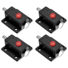 4-Pack Plastic Push Button Spring Loaded Latch for Cabinet Door Black 