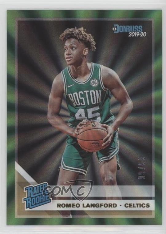 2019-20 Panini Donruss Rated Holo Green Laser 99/99 Romeo Langford Rookie RC uk2