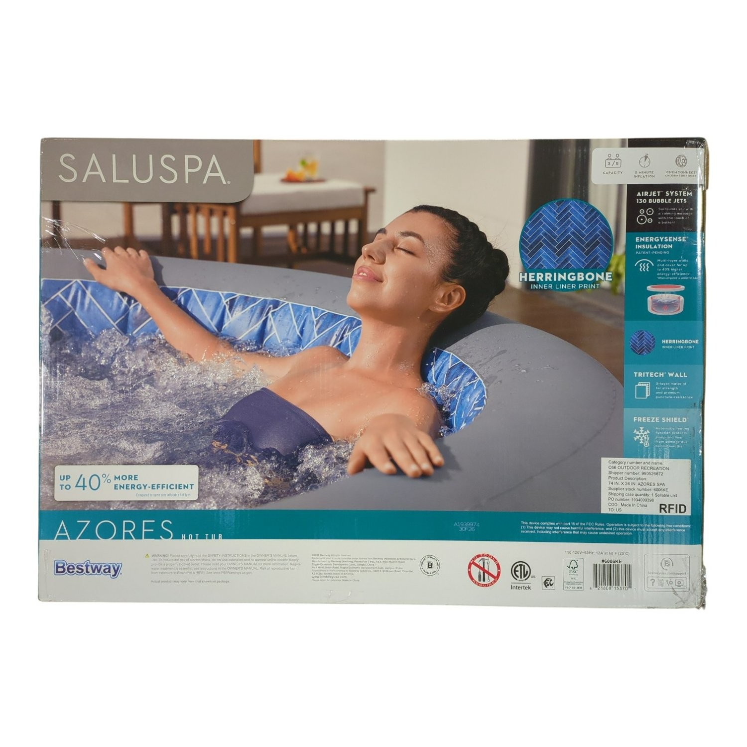 SaluSpa Azores Energy-Efficient AirJet 3-5 Person Inflatable Hot Tub | eBay