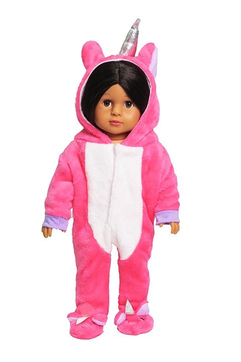 Hot Pink Unicorn One Piece Outfit Costume Fits 18" American Girl Doll Clothing