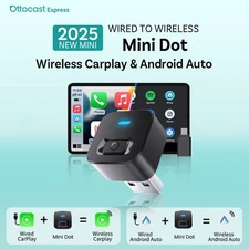 2in1 Ottocast Express Wireless Carplay&Android Auto Adapter One-Click Disconnect